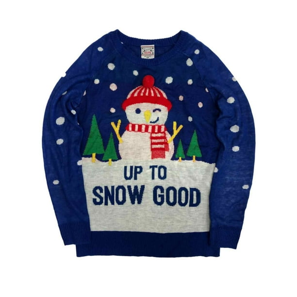 Christmas Men Women Xmas Novelty Merry Santa Nordic Blue Present Jumper Sweater